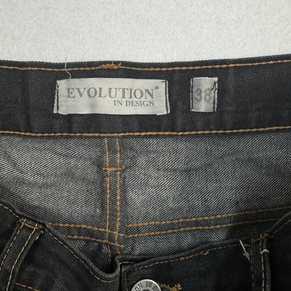 Evolution In Design Straight Leg Jeans Mens Size 38X32 Black High Rise - Picture 5 of 14